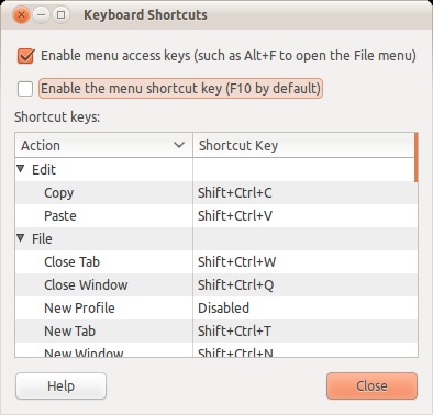 shortcut-keys,gnome-terminal,ubuntu