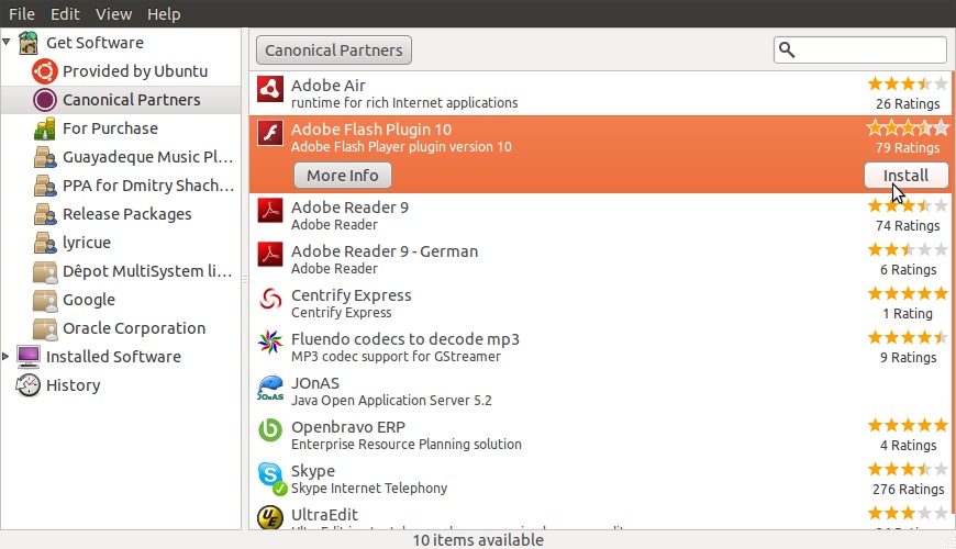 flash,software-installation,ubuntu
