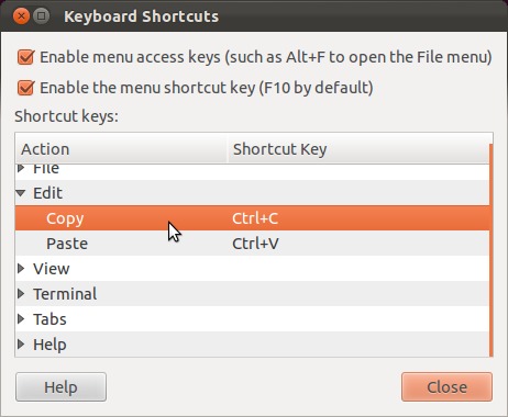 shortcut-keys,gnome-terminal,netbeans,ubuntu