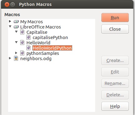 python,ubuntu,macros,libreoffice,ubuntu-13.10