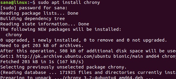 Install software: chrony