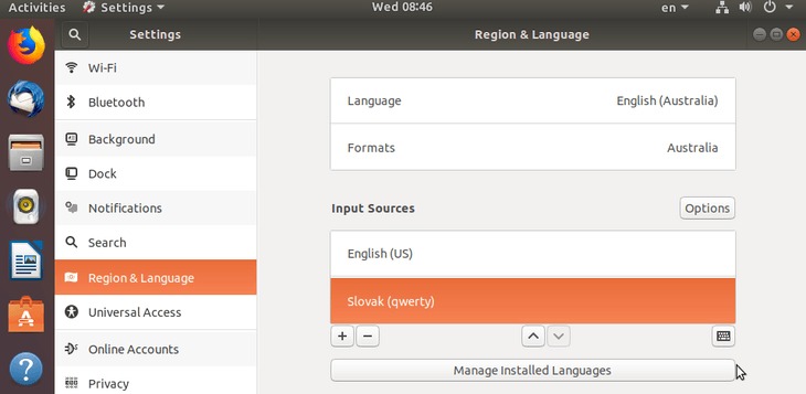 search for language settings