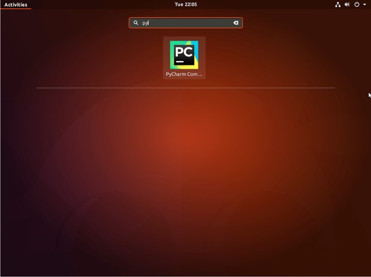 pycharm on ubuntu 18.04 bionic - start menu
