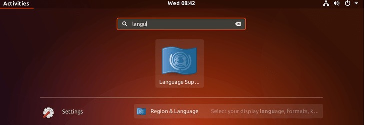 search for language settings