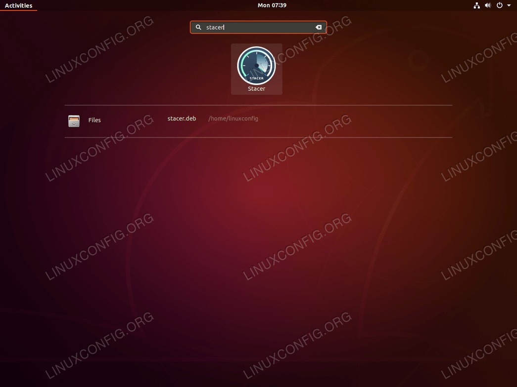 Start stacer on Ubuntu 18.04
