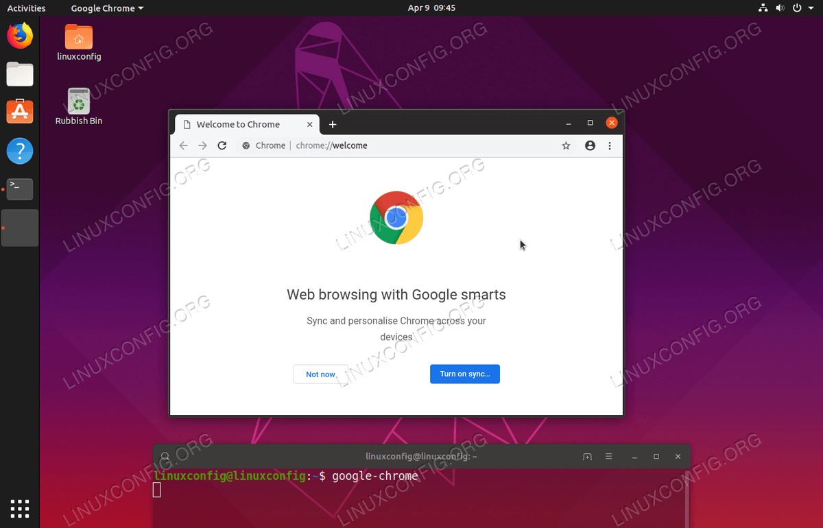 Google Chrome Browser on Ubuntu 19.04 Disco Dingo Linux