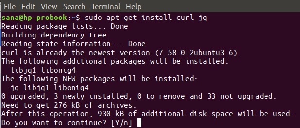 Install curl and jq