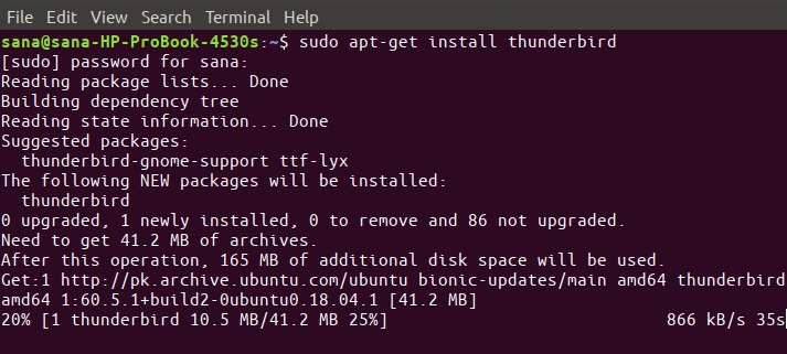 Install Thunderbird with apt