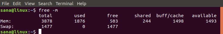 Ubuntu free command