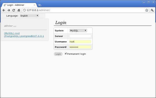 Adminer Login Screen & CSS
