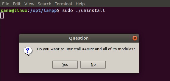 Command to uninstall XAMPP