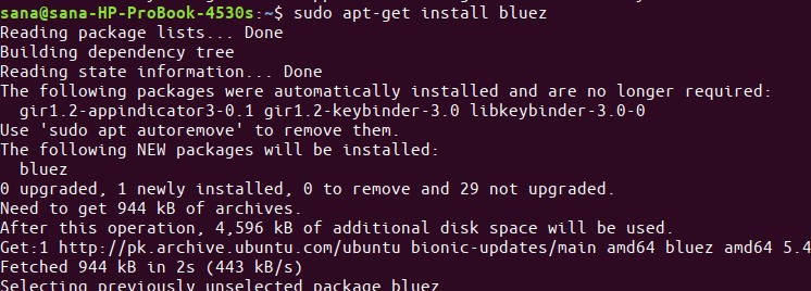 Install bluez on the shell