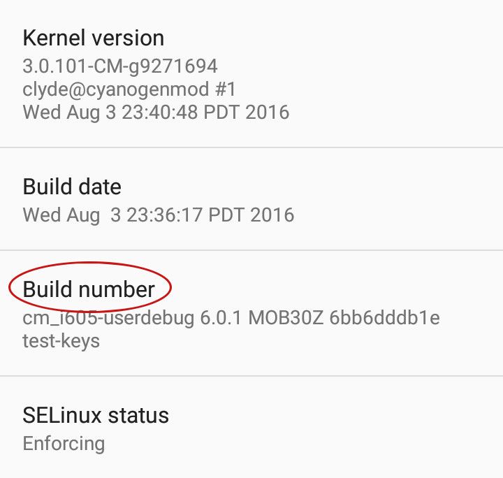 Android Build Information