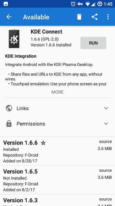 KDE Connect installed on F-Droid