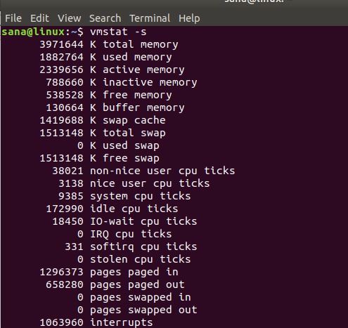 Check memory with vmstat command