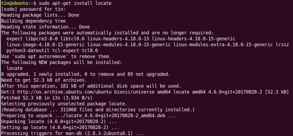 Install locate command on Ubuntu