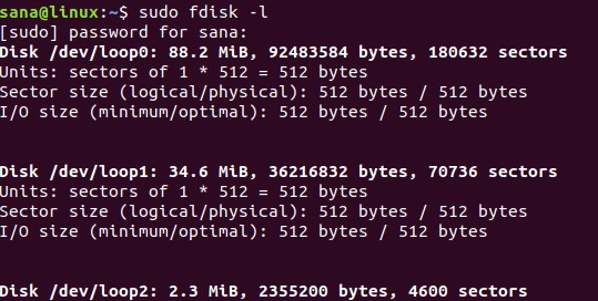 Use fdisk to list partitions