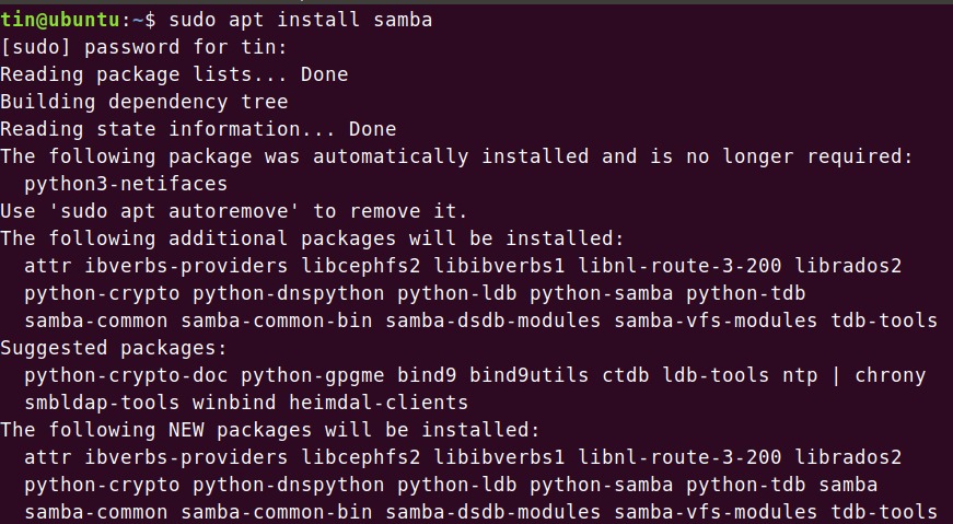 Install Samba with apt