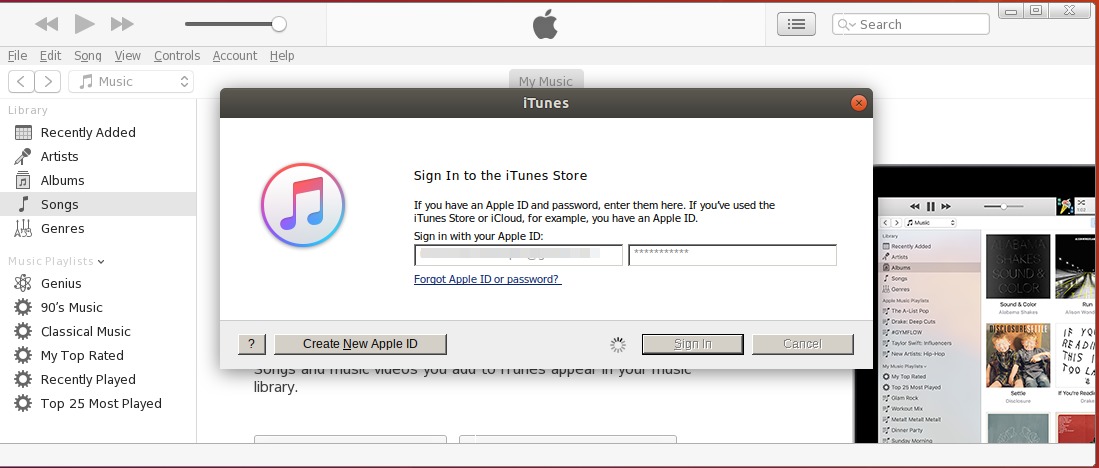 Sign-in to iTunes Store