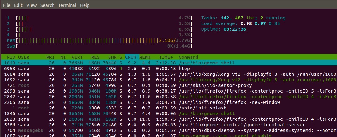 Use htop command