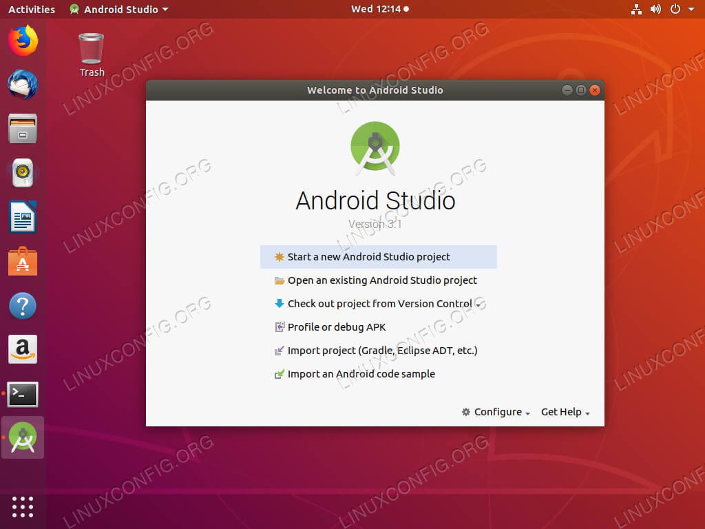 Android Studio running on Ubuntu