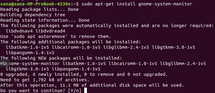 Install GNOME System Monitor with apt