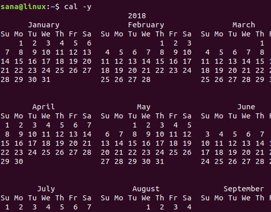 Show all months of the year with cal