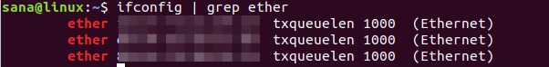 Using ether command