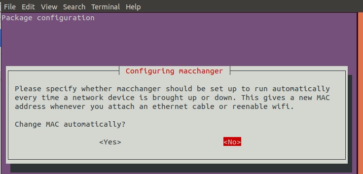 Configuring macchanger