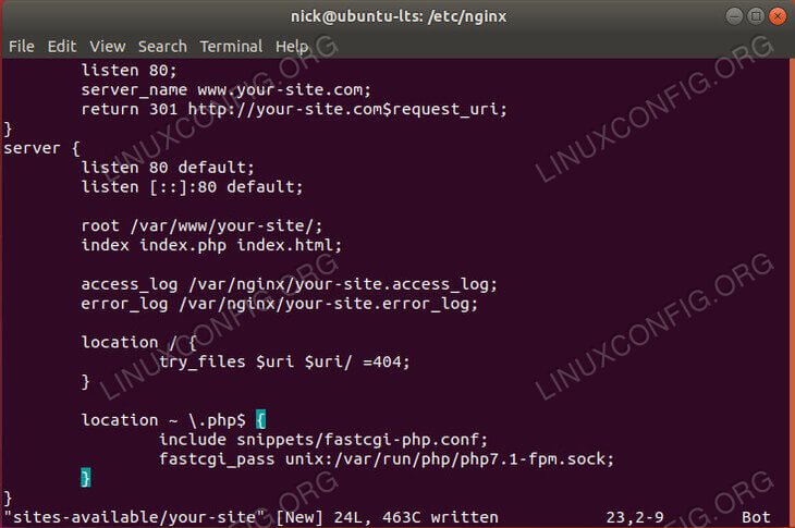 Ubuntu Bionic Nginx Configuration LEMP