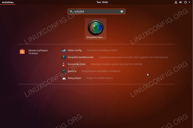 simplescreenrecorder on Ubuntu 18.04 Bionic Beaver Linux - Start