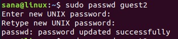 Update password of a user