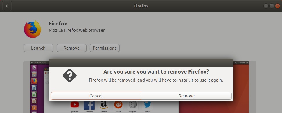 Are you sure you want to remove Firefox?