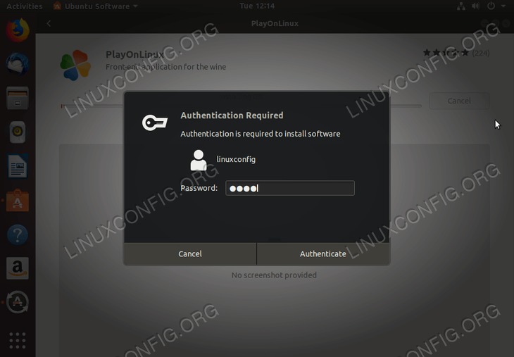 install PlayOnLinux on Ubuntu 18.04 - enter password