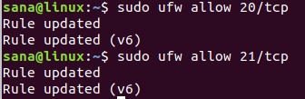 Open FTP port in Firewall