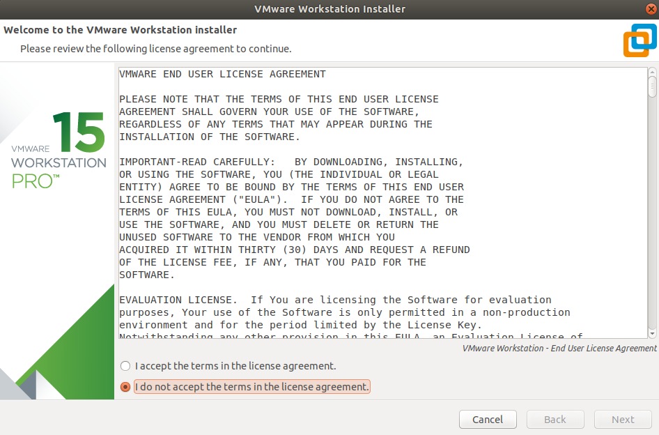 VMWare Workstation installer