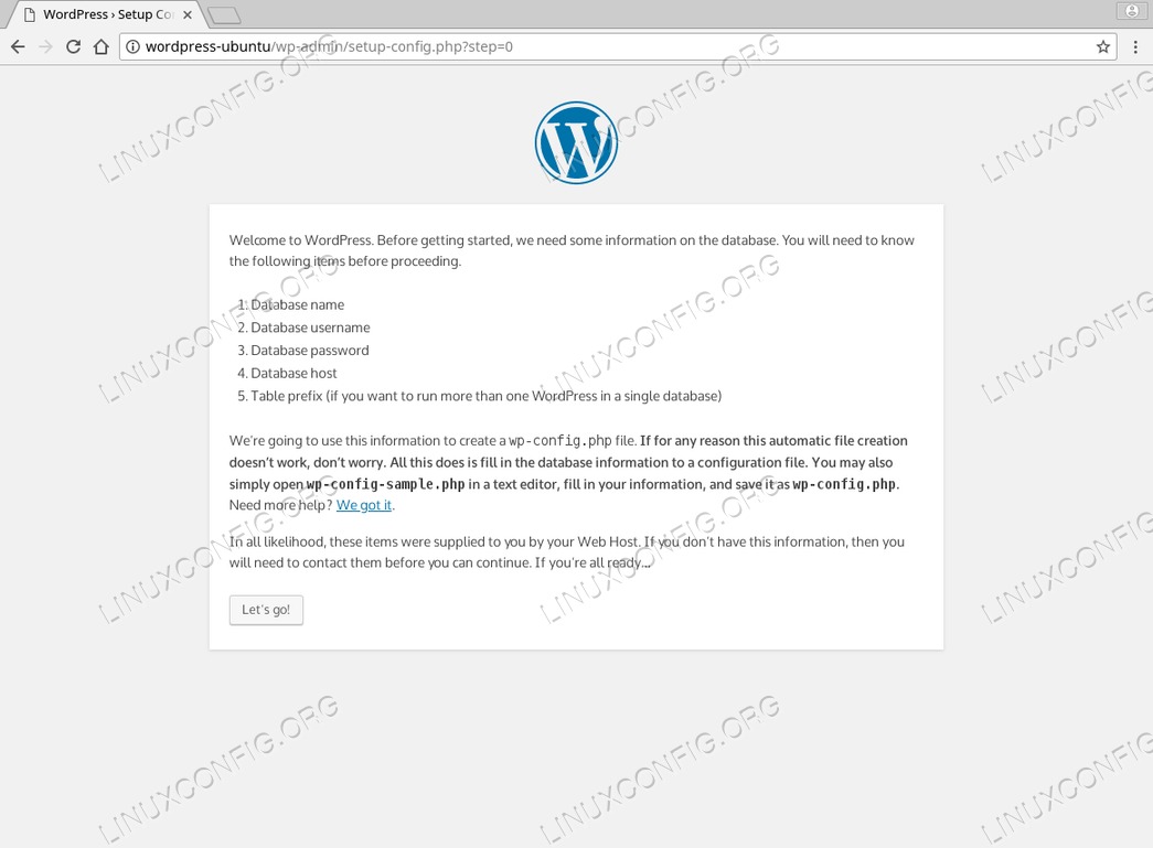 WordPress Ubuntu 18.04 - Installation Summary