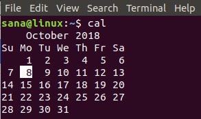 Linux cal command