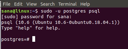 Use su to become postgres user