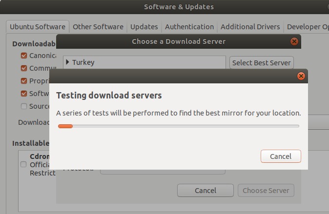 Test download servers