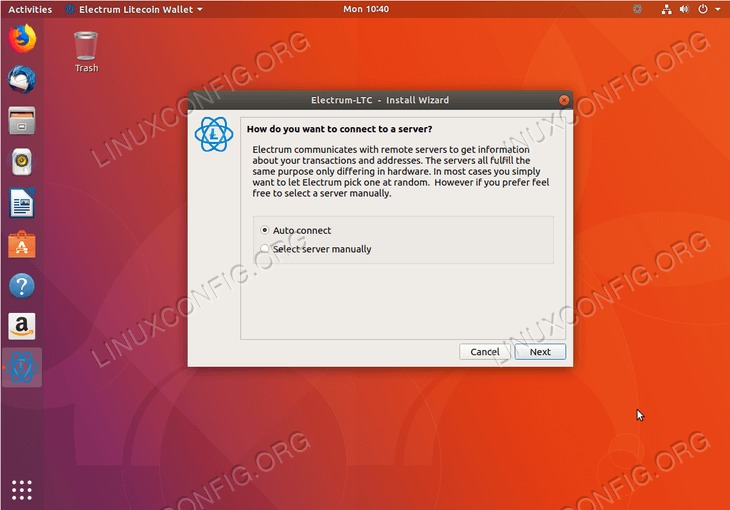 litecoin wallet - ubuntu 18.04 - connect server