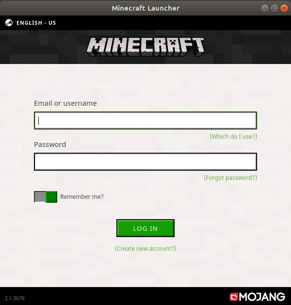 Set Minecraft username and password