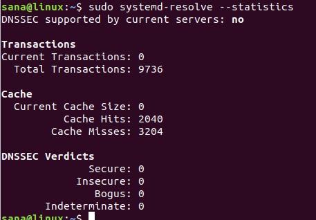 systemd-resolve statístics