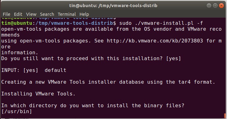 Run VMWare Tools installer