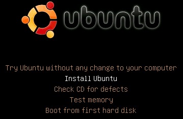 Linux Ubuntu installation boot screen