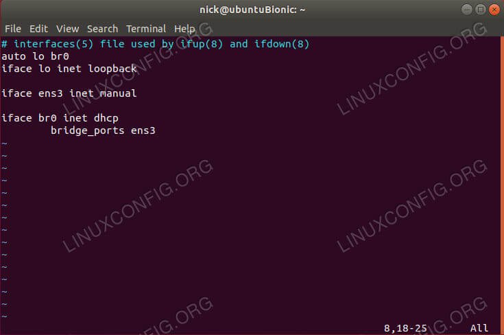 Bridged Network Interfaces Ubuntu 18.04
