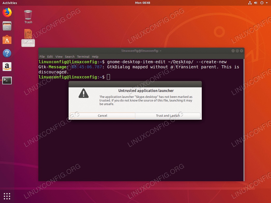 Create Desktop Shortcut launcher - Ubuntu 18.04 - trust and launch application