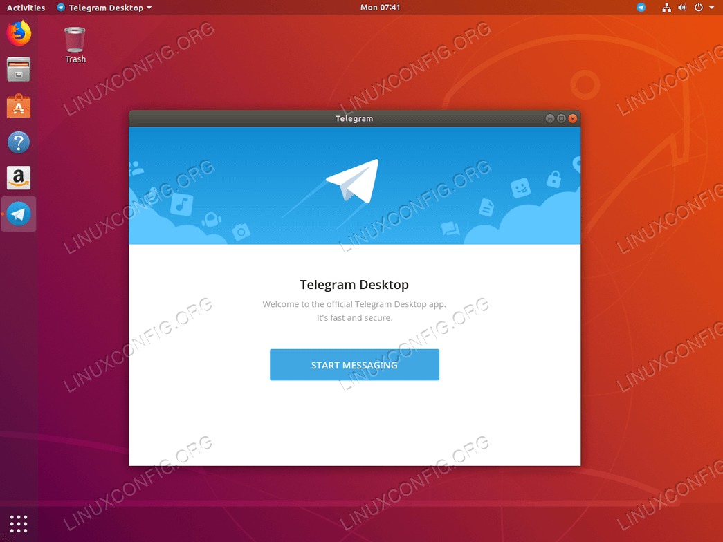 Telegram on Ubuntu 18.04 Bionic Beaver Linux