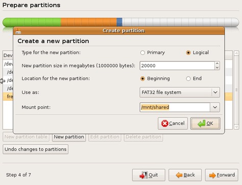 Define a attributes for a new logical partition