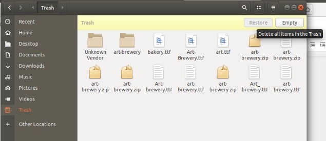 Empty trash from within Ubuntu File Manager